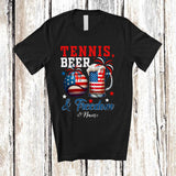 MacnyStore - Personalized Custom Name Tennis Beer Freedom; Joyful 4th of July Drinking Player; Patriotic T-Shirt