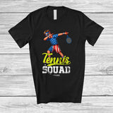 MacnyStore - Personalized Custom Name Tennis Squad; Amazing 4th Of July Dabbing Sport Player; Patriotic T-Shirt