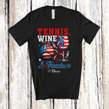 MacnyStore - Personalized Custom Name Tennis Wine Freedom; Joyful 4th of July Drinking Player; Patriotic T-Shirt