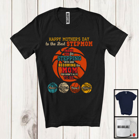 MacnyStore - Personalized Custom Name Thank You For Stepping Into, Happy Mother's Day Basketball, Stepmom Vintage T-Shirt