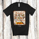 MacnyStore - Personalized Custom Name Thankful 1st Grade Teacher; Lovely Thanksgiving Fall Bow Tie; Family T-Shirt
