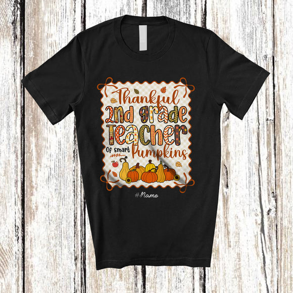 MacnyStore - Personalized Custom Name Thankful 2nd Grade Teacher; Lovely Thanksgiving Fall Bow Tie; Family T-Shirt