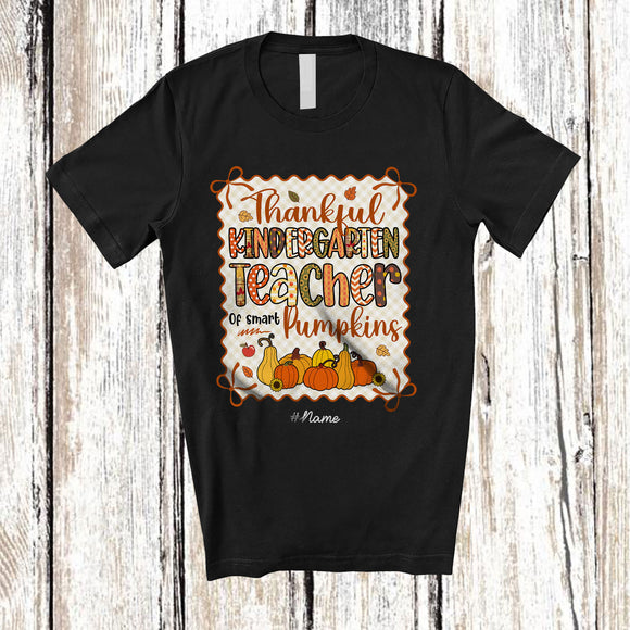 MacnyStore - Personalized Custom Name Thankful Kindergarten Teacher; Lovely Thanksgiving Fall Bow Tie; Family T-Shirt