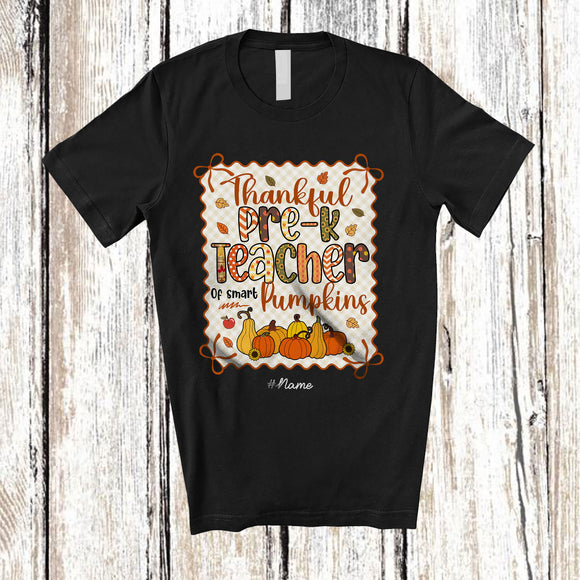 MacnyStore - Personalized Custom Name Thankful Pre-K Teacher; Lovely Thanksgiving Fall Bow Tie; Family T-Shirt