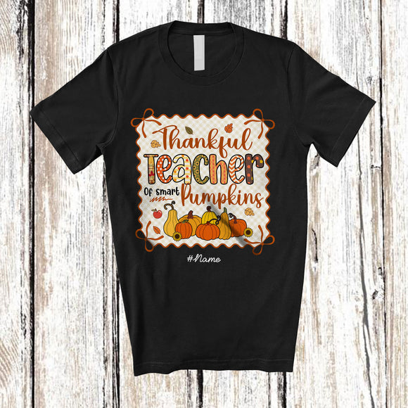 MacnyStore - Personalized Custom Name Thankful Teacher; Lovely Thanksgiving Fall Bow Tie; Family T-Shirt