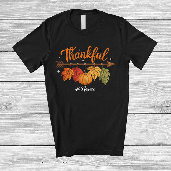 MacnyStore - Personalized Custom Name Thankful; Wonderful Thanksgiving Squad Fall Autumn Leaves Pumpkin T-Shirt