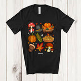 MacnyStore - Personalized Custom Name Thanksgiving Collection Costume; Lovely Fall Leaves Pilgrim Pumpkin T-Shirt