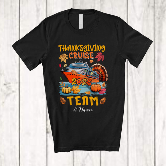 MacnyStore - Personalized Custom Name Thanksgiving Cruise 2026 Team; Lovely Turkey Cruise Ship; Friends Family T-Shirt