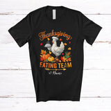 MacnyStore - Personalized Custom Name Thanksgiving Eating Team; Lovely Fall Leaves Chicken Farmer Family T-Shirt