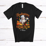 MacnyStore - Personalized Custom Name Thanksgiving Eating Team; Lovely Fall Leaves Sheep Farmer Family T-Shirt