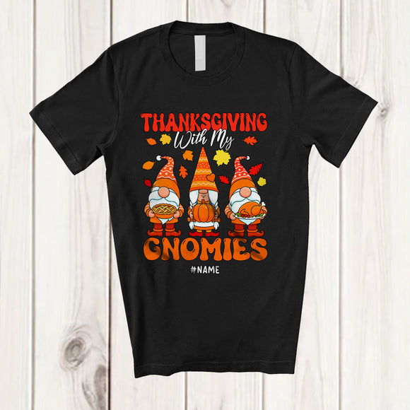 MacnyStore - Personalized Custom Name Thanksgiving With My Gnomies; Joyful Thanksgiving Fall Three Gnomes T-Shirt