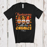 MacnyStore - Personalized Custom Name Thanksgiving With My Gnomies; Lovely Fall Three Gnomes Family T-Shirt