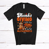 MacnyStore - Personalized Custom Name Thanksgiving With My Little Cute Golden Retriever; Lovely Fall Roast Turkey T-Shirt