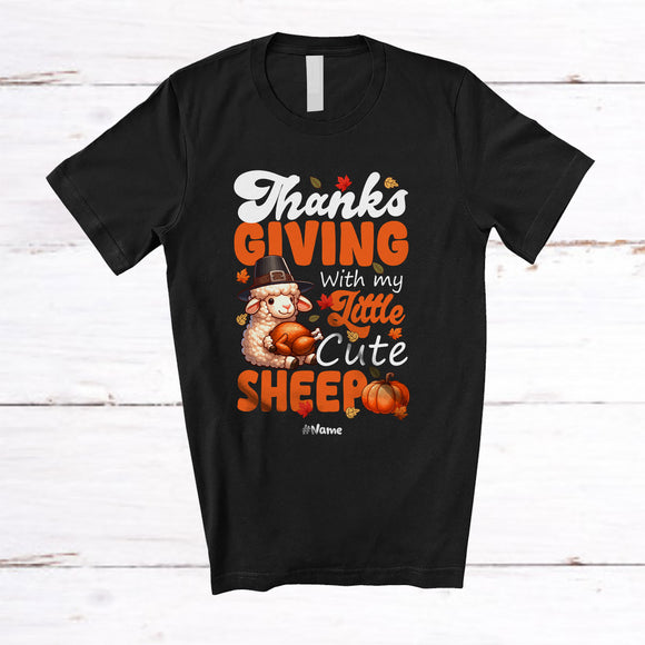 MacnyStore - Personalized Custom Name Thanksgiving With My Little Cute Sheep; Lovely Fall Roast Turkey T-Shirt