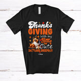 MacnyStore - Personalized Custom Name Thanksgiving With My Little Cute Shetland Sheepdog; Lovely Fall Turkey T-Shirt