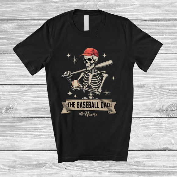 MacnyStore - Personalized Custom Name The Baseball Dad; Amazing Father's Day Skeleton Player; Family T-Shirt