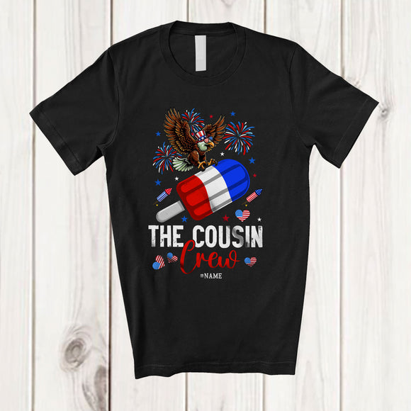 MacnyStore - Personalized Custom Name The Cousin Crew; Lovely 4th of July Eagle Riding Ice Cream; Patriotic T-Shirt