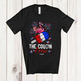 MacnyStore - Personalized Custom Name The Cousin Crew; Lovely 4th of July Flamingo Riding Ice Cream; Patriotic T-Shirt