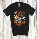 MacnyStore - Personalized Custom Name The Heavens Are Roaring; Joyful Thanksgiving Lion Fall Pumpkins T-Shirt