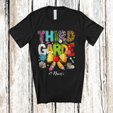 MacnyStore - Personalized Custom Name Third Grade; Lovely Back To School Teacher Leopard Coquette Pencil Bow T-Shirt