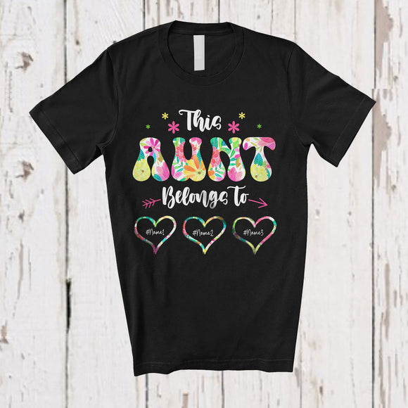 MacnyStore - Personalized Custom Name This Aunt Belongs To; Floral Mother's Day Custom Name Family T-Shirt