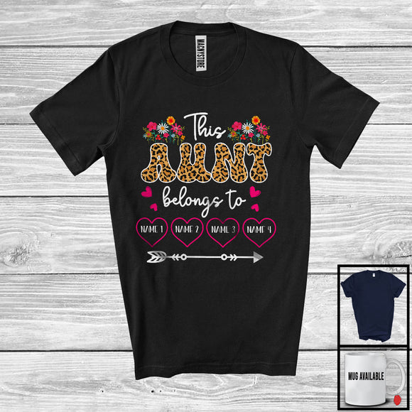 MacnyStore - Personalized Custom Name This Aunt Belongs To, Lovely Mother's Day Leopard Flowers, Family T-Shirt