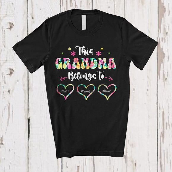MacnyStore - Personalized Custom Name This Grandma Belongs To; Floral Mother's Day Custom Name Family T-Shirt