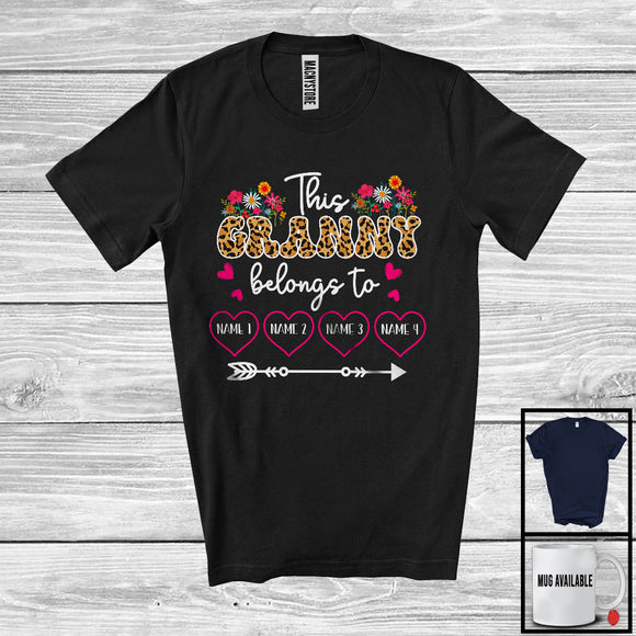 MacnyStore - Personalized Custom Name This Granny Belongs To, Lovely Mother's Day Leopard Flowers, Family T-Shirt