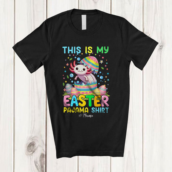 MacnyStore - Personalized Custom Name This Is My Easter Pajama Shirt; Lovely Axolotl In Broken Easter Egg T-Shirt