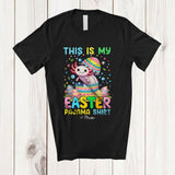 MacnyStore - Personalized Custom Name This Is My Easter Pajama Shirt; Lovely Axolotl In Broken Easter Egg T-Shirt