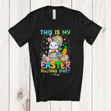 MacnyStore - Personalized Custom Name This Is My Easter Pajama Shirt; Lovely Bunny In Broken Easter Egg T-Shirt