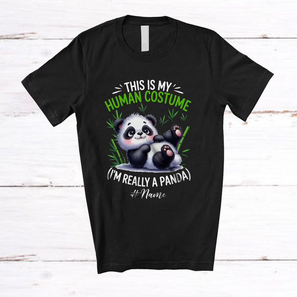 MacnyStore - Personalized Custom Name This Is My Human Costume; Adorable Halloween Panda Wild Animal Lover T-Shirt