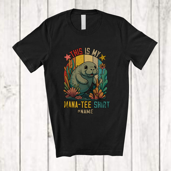 MacnyStore - Personalized Custom Name This Is My Mana-tee Shirt; Lovely Manatee Sea Animal Vintage Retro T-Shirt