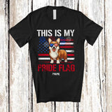 MacnyStore - Personalized Custom Name This Is My Pride Flag; Amazing 4th Of July US Flag Corgi Patriotic T-Shirt