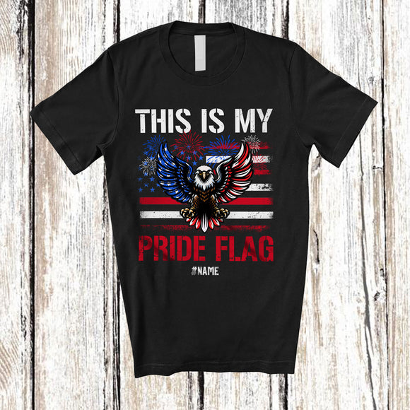 MacnyStore - Personalized Custom Name This Is My Pride Flag; Amazing 4th Of July US Flag Eagle Patriotic T-Shirt