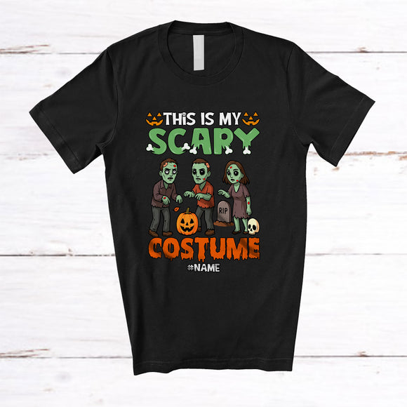 MacnyStore - Personalized Custom Name This Is My Scary Costume; Horror Halloween Three Zombies; Family T-Shirt