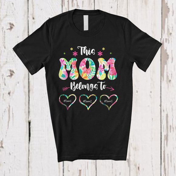 MacnyStore - Personalized Custom Name This Mom Belongs To; Funny Flower Custom Name son Mother's Day T-Shirt