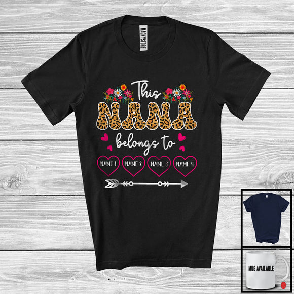 MacnyStore - Personalized Custom Name This Nana Belongs To, Lovely Mother's Day Leopard Flowers, Family T-Shirt