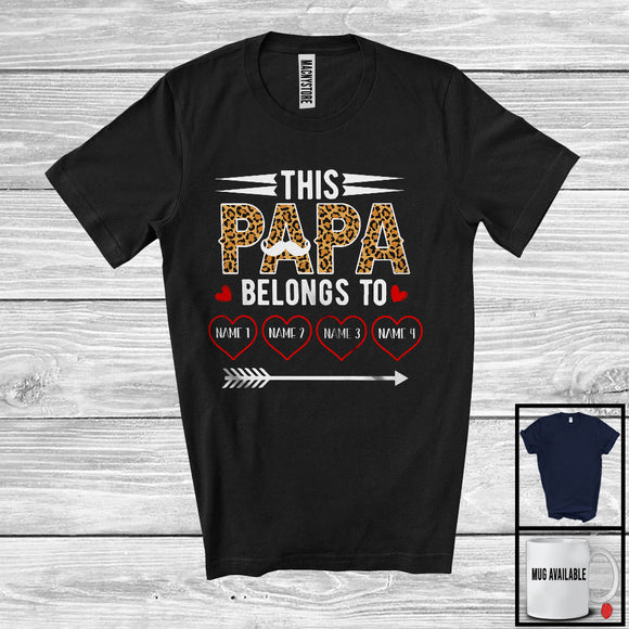 MacnyStore - Personalized Custom Name This Papa Belongs To, Lovely Father's Day Leopard, Family Group T-Shirt