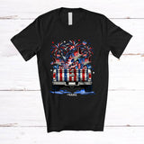 MacnyStore - Personalized Custom Name Three American Flag Bass Fish On Truck; Amazing 4th Of July Patriotic T-Shirt