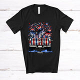 MacnyStore - Personalized Custom Name Three American Flag Salmon On Truck; Amazing 4th Of July Patriotic T-Shirt