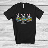 MacnyStore - Personalized Custom Name Three Bunny Skeletons Holding Eggs; Joyful Easter Hunting Eggs T-Shirt