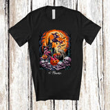 MacnyStore - Personalized Custom Name Three Flamingo Witch Mummy Pumpkin; Horror Halloween Wild Animal T-Shirt