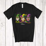 MacnyStore - Personalized Custom Name Three Gnomes Baseball Player; Lovely Mardi Gras Mask Beads Parade T-Shirt