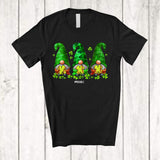 MacnyStore - Personalized Custom Name Three Gnomes Softball Player; Lovely St. Patrick's Day Sport Shamrock T-Shirt