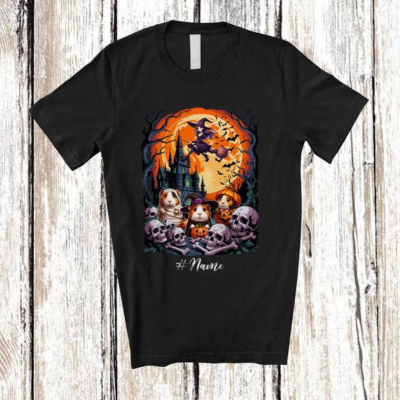 MacnyStore - Personalized Custom Name Three Guinea Pig Witch Mummy Pumpkin; Horror Halloween Wild Animal T-Shirt