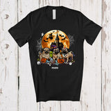 MacnyStore - Personalized Custom Name Three Mummy Witch Zombie Pug; Scary Halloween Moon Family T-Shirt