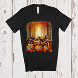 MacnyStore - Personalized Custom Name Three Pilgrim Dog Fall Landscape; Lovely Thanksgiving Fall Pumpkin Dog Owner T-Shirt