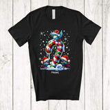 MacnyStore - Personalized Custom Name Three Santa Hummingbird On Candy Cane; Amusing Christmas Lights Bird T-Shirt