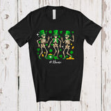 MacnyStore - Personalized Custom Name Three Skeletons Dancing; Joyful St. Patrick's Day Shamrock; Family T-Shirt